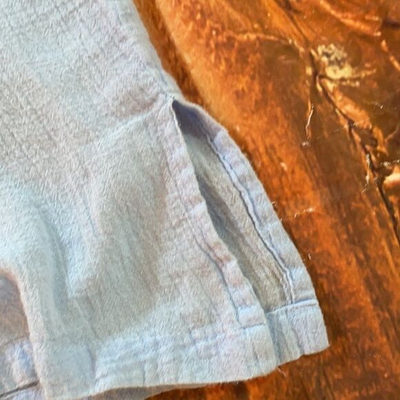 Pale Blue Cheesecloth Boho Embroidered Peasant Blouse - Picture 8 of 9